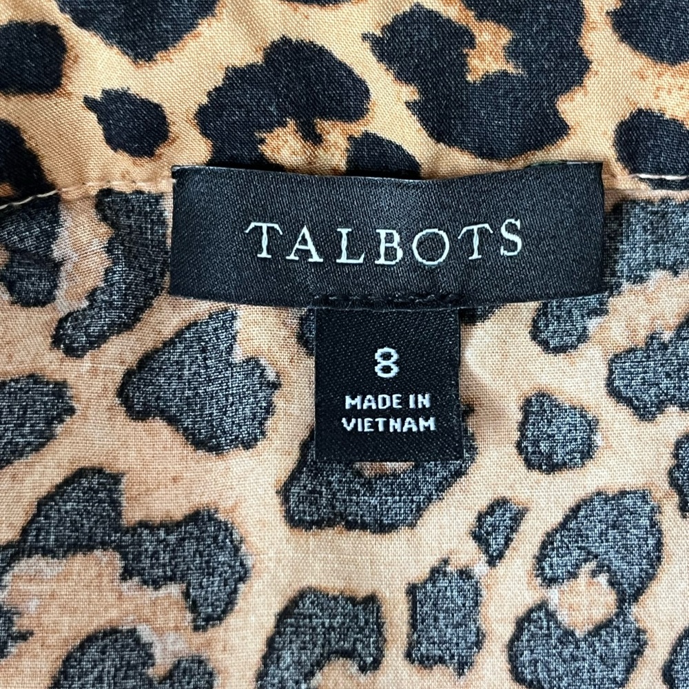 Talbots Leopard Print Cotton Dress with Concealed Side Zip and Pockets - Picture 3 of 8